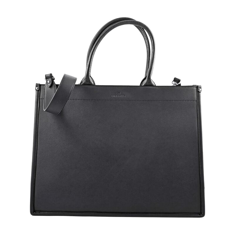 MC Saffiano Black Faux Leather Tote Bag