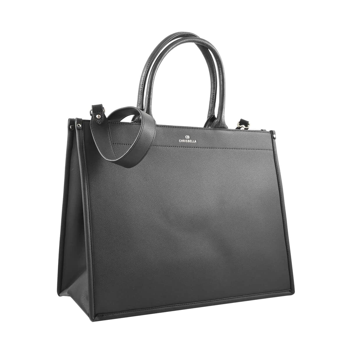 MC Saffiano Black Faux Leather Tote Bag (16"x6.5"x12") image number 1