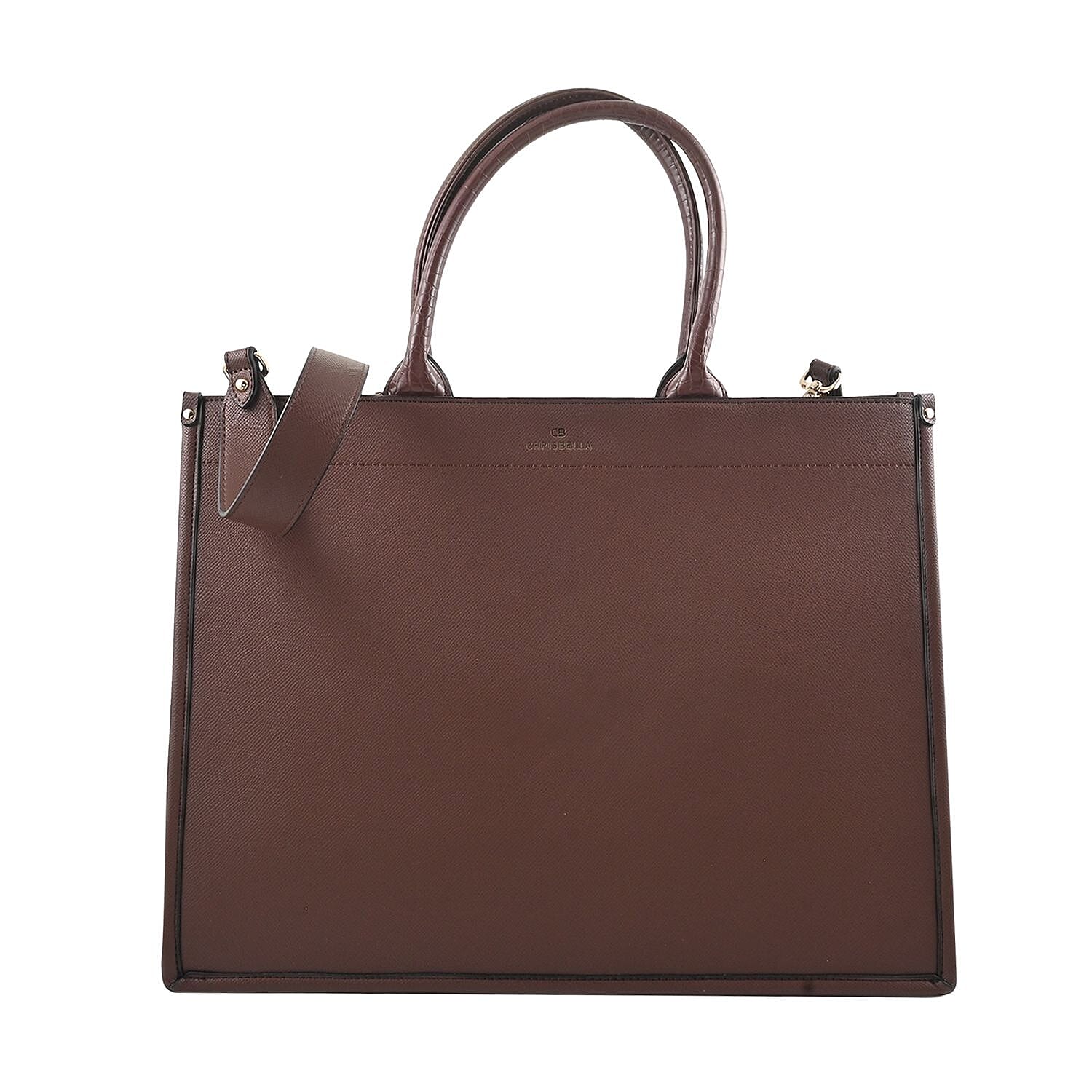 MC Saffiano Coffee Brown Faux Leather Tote Bag