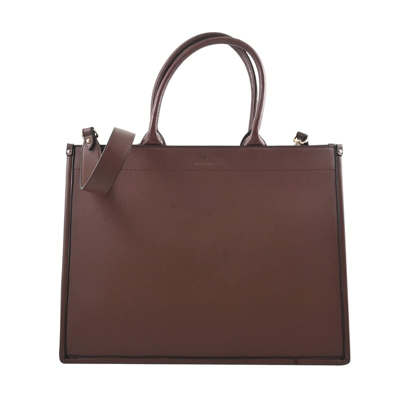 MC Saffiano Coffee Brown Faux Leather Tote Bag