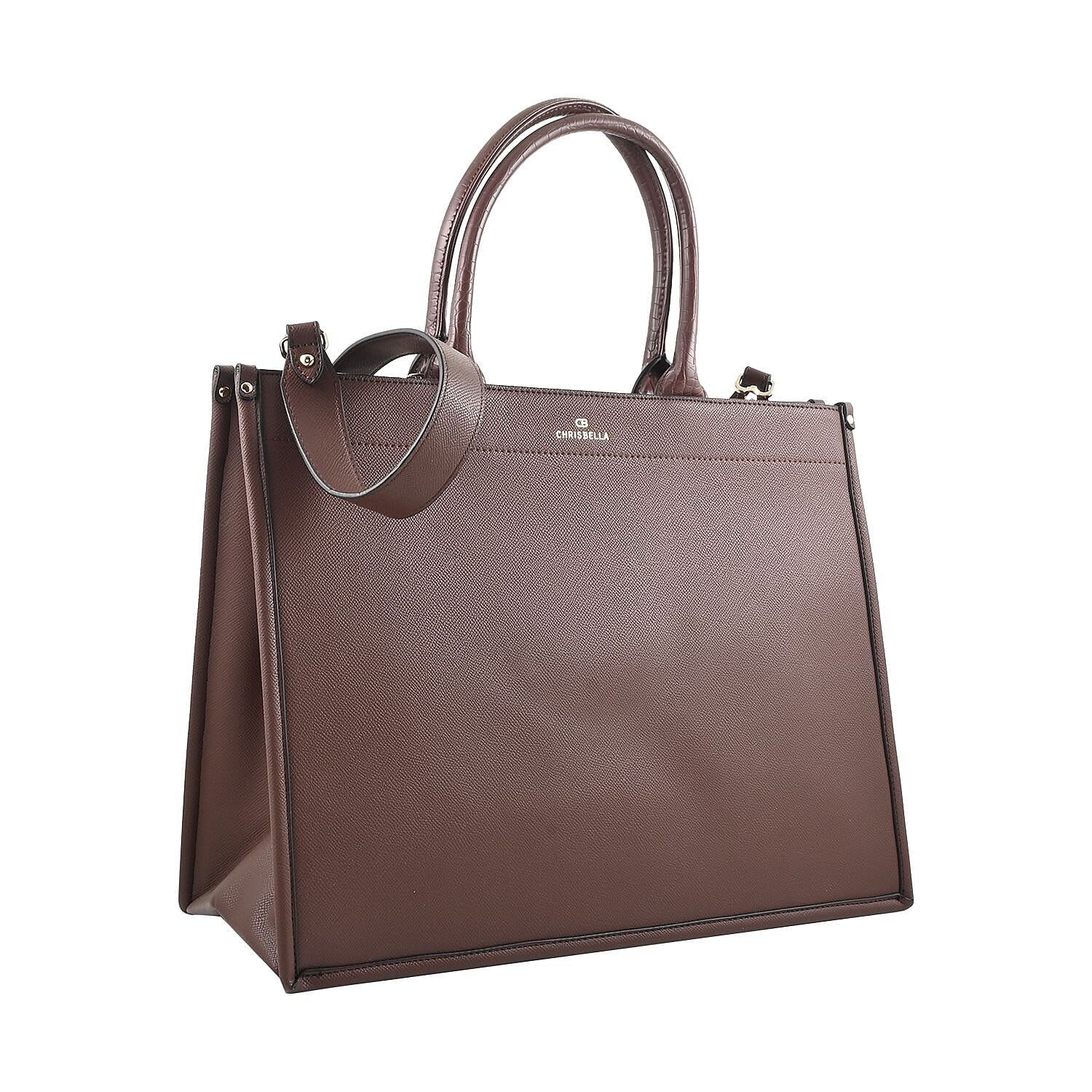 MC Saffiano Coffee Brown Faux Leather Tote Bag