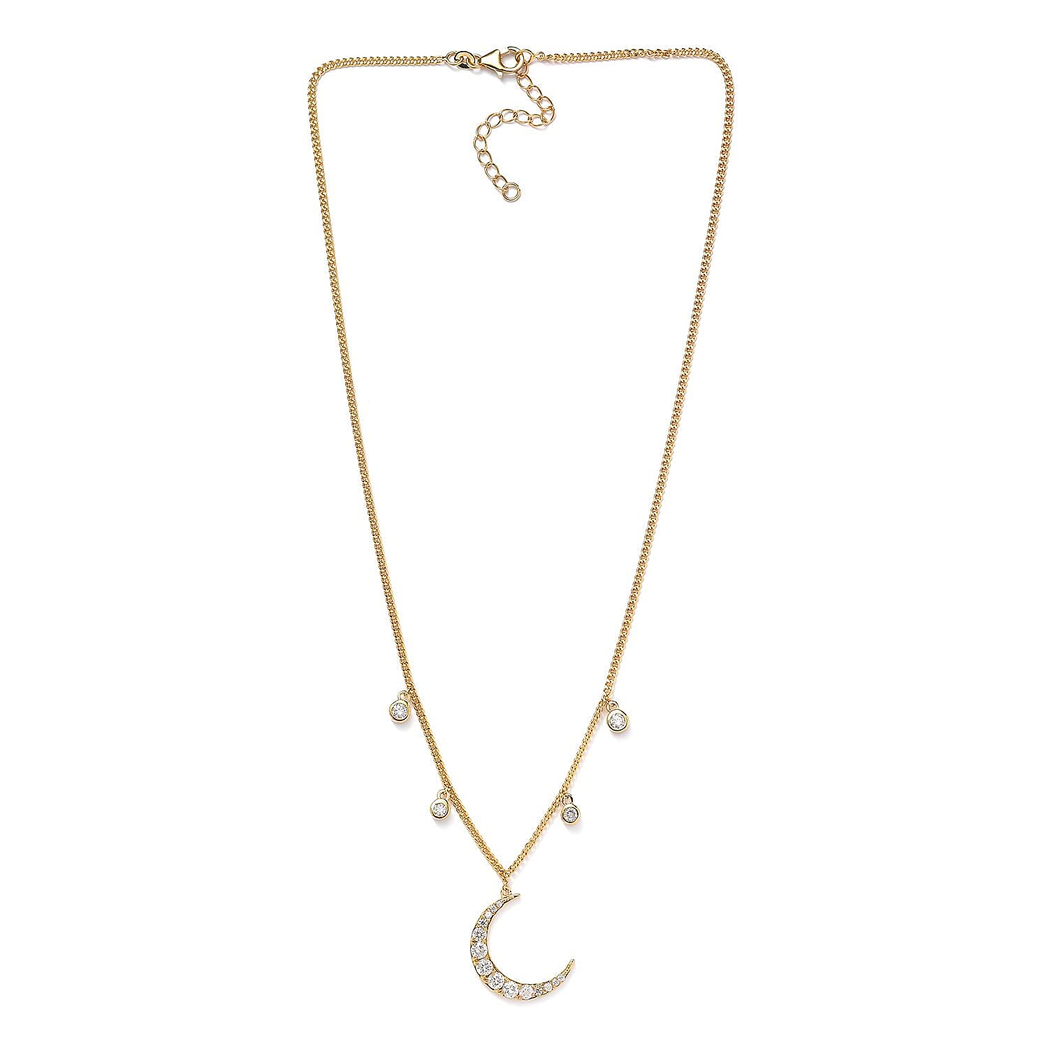 Moissanite Moon Station Necklace 18 Inches in Vermeil Yellow Gold Over Sterling Silver 1.90 ctw