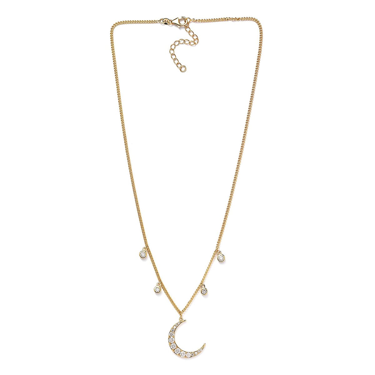 Moissanite Moon Station Necklace 18 Inches in Vermeil Yellow Gold Over Sterling Silver 1.90 ctw image number 3