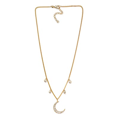 Moissanite Moon Station Necklace 18 Inches in Vermeil Yellow Gold Over Sterling Silver 1.90 ctw