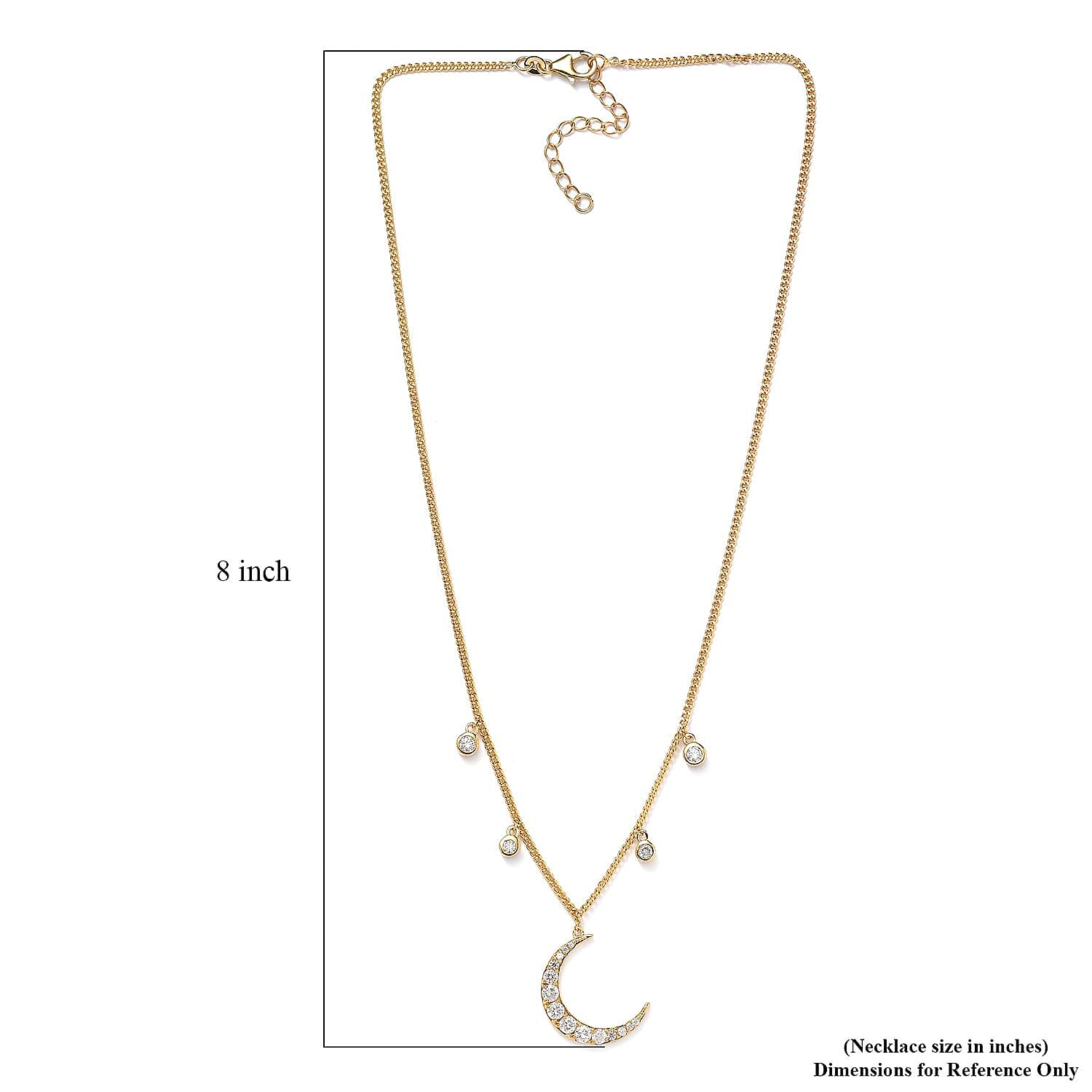 Moissanite Moon Station Necklace 18 Inches in Vermeil Yellow Gold Over Sterling Silver 1.90 ctw