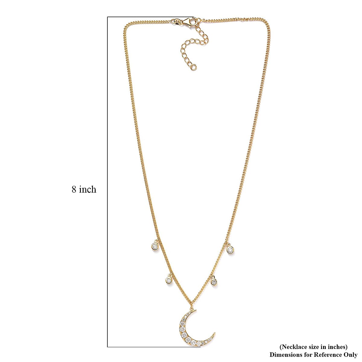 Moissanite Moon Station Necklace 18 Inches in Vermeil Yellow Gold Over Sterling Silver 1.90 ctw image number 5
