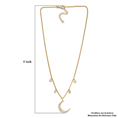 Moissanite Moon Station Necklace 18 Inches in Vermeil Yellow Gold Over Sterling Silver 1.90 ctw