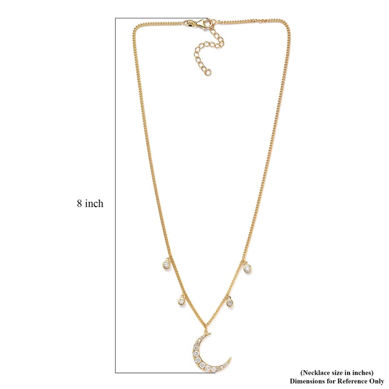 Moissanite Moon Station Necklace 18 Inches in Vermeil Yellow Gold Over Sterling Silver 1.90 ctw