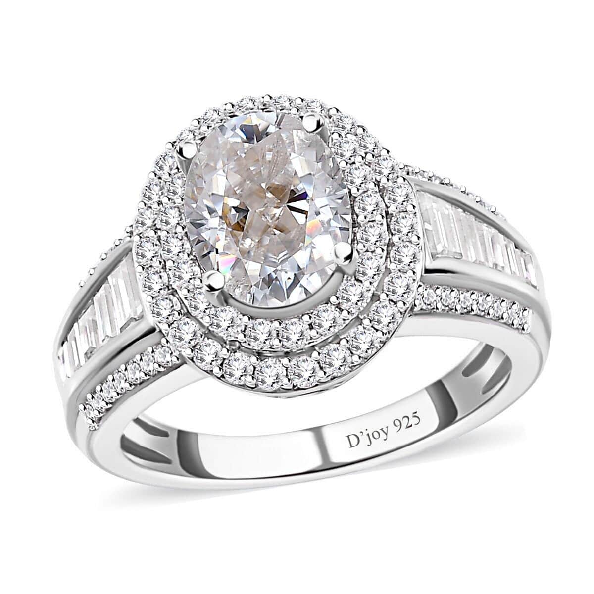 Moissanite Double Halo Ring in Platinum Over Sterling Silver (Size 10.0) 3.40 ctw image number 0