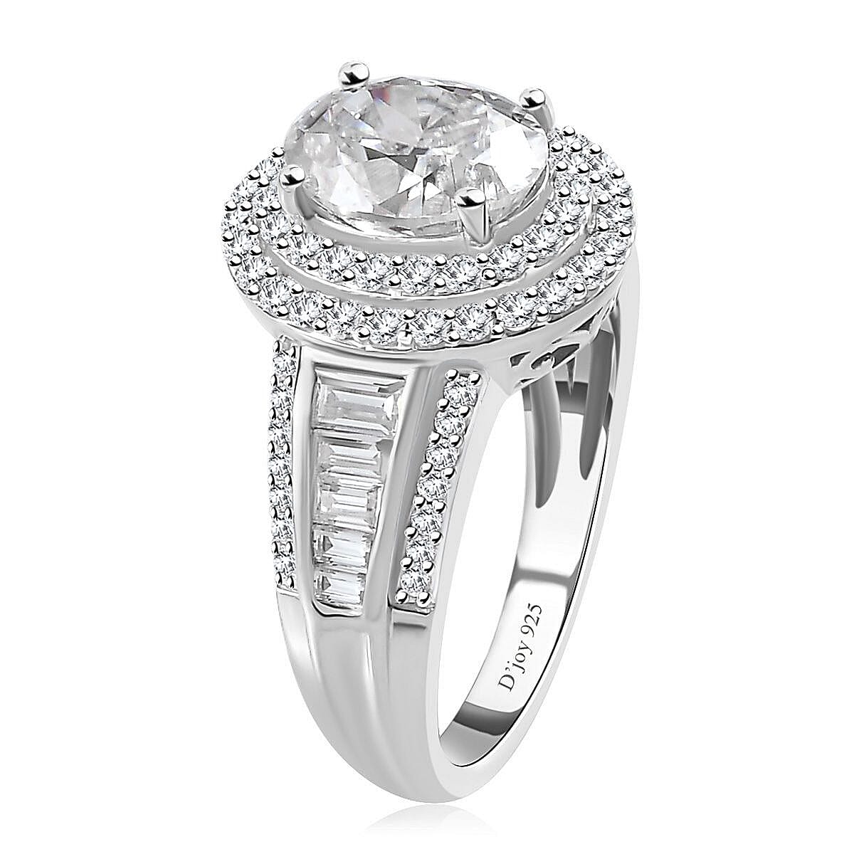 Moissanite Double Halo Ring in Platinum Over Sterling Silver (Size 10.0) 3.40 ctw