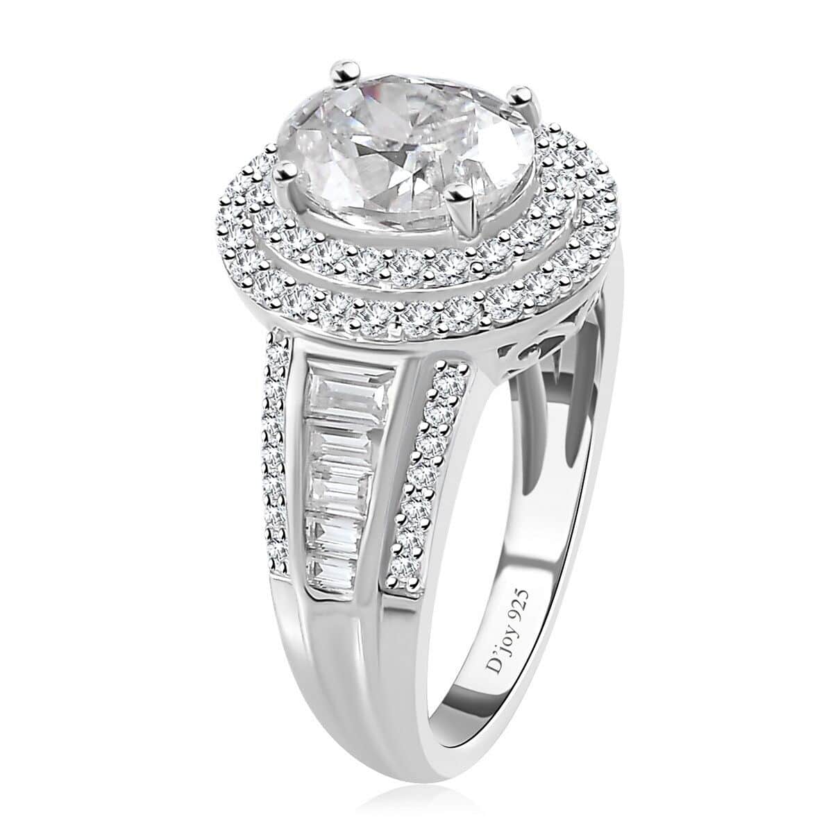 Moissanite Double Halo Ring in Platinum Over Sterling Silver (Size 10.0) 3.40 ctw image number 3