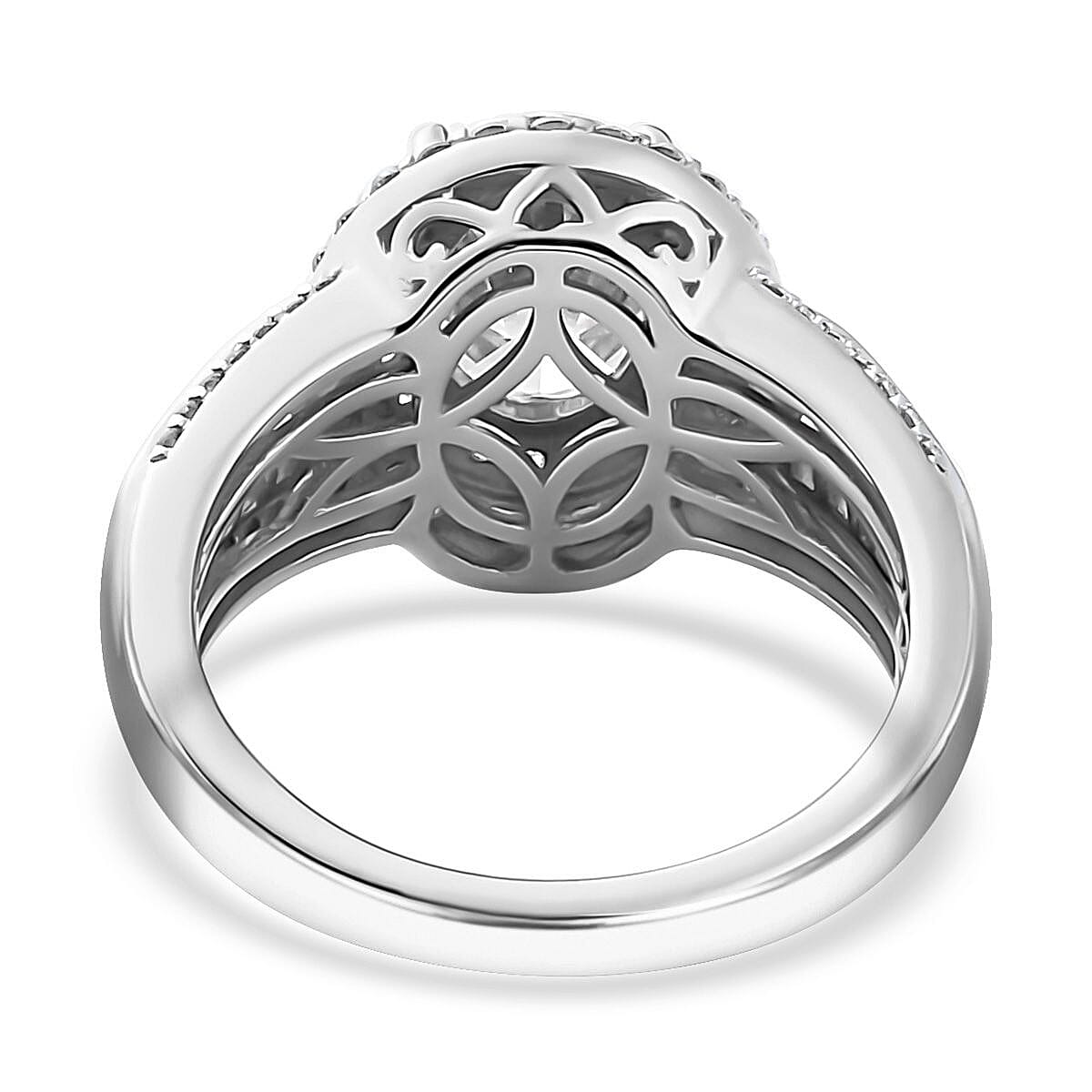 Moissanite Double Halo Ring in Platinum Over Sterling Silver (Size 10.0) 3.40 ctw