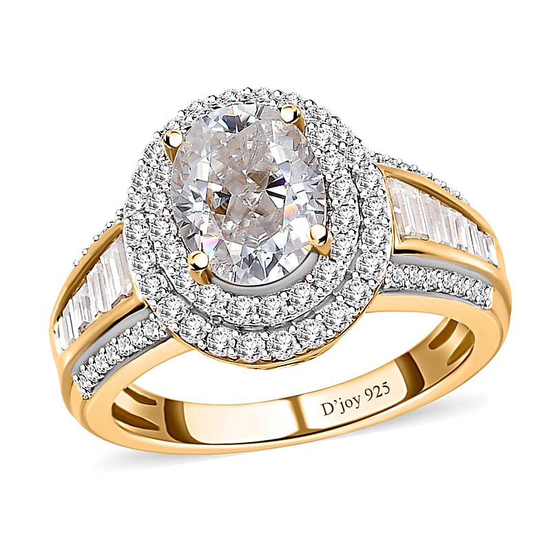 Moissanite Double Halo Ring in Vermeil Yellow Gold Over Sterling Silver (Size 10.0) 3.40 ctw