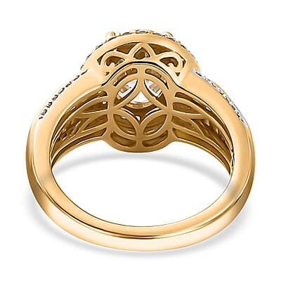 Moissanite Double Halo Ring in Vermeil Yellow Gold Over Sterling Silver (Size 10.0) 3.40 ctw
