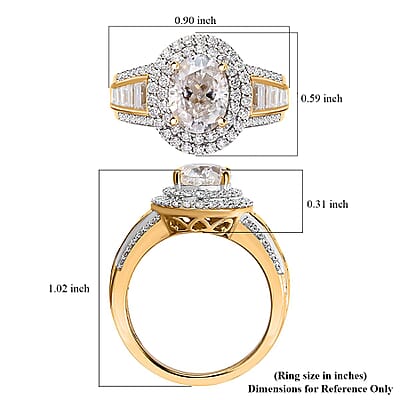 Moissanite Double Halo Ring in Vermeil Yellow Gold Over Sterling Silver (Size 10.0) 3.40 ctw