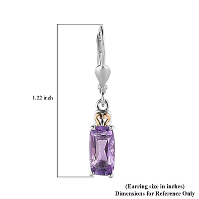 D'Joy Rose De France Amethyst Lever Back Earrings in Vermeil YG and Platinum Over Sterling Silver 3.00 ctw