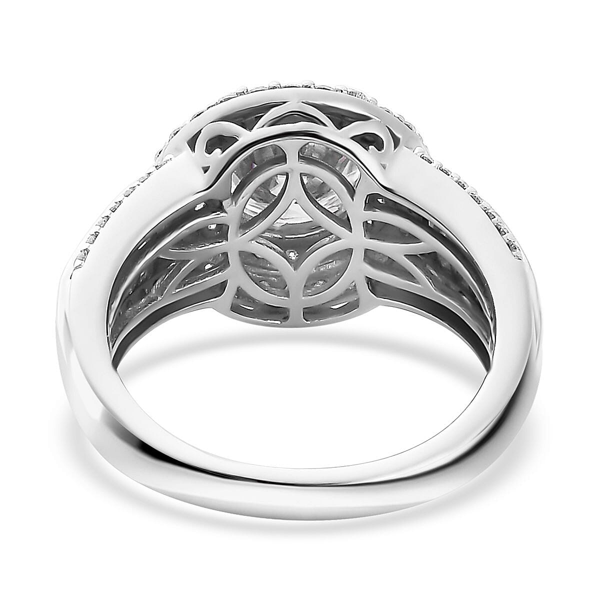 Moissanite Double Halo Ring in Platinum Over Sterling Silver (Size 6.0) 3.00 ctw image number 4