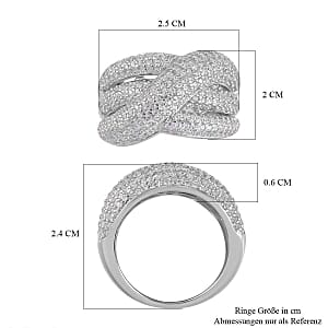 White Zircon 2.75 ctw Ring in Rhodium Over Sterling Silver (Size 6.5)