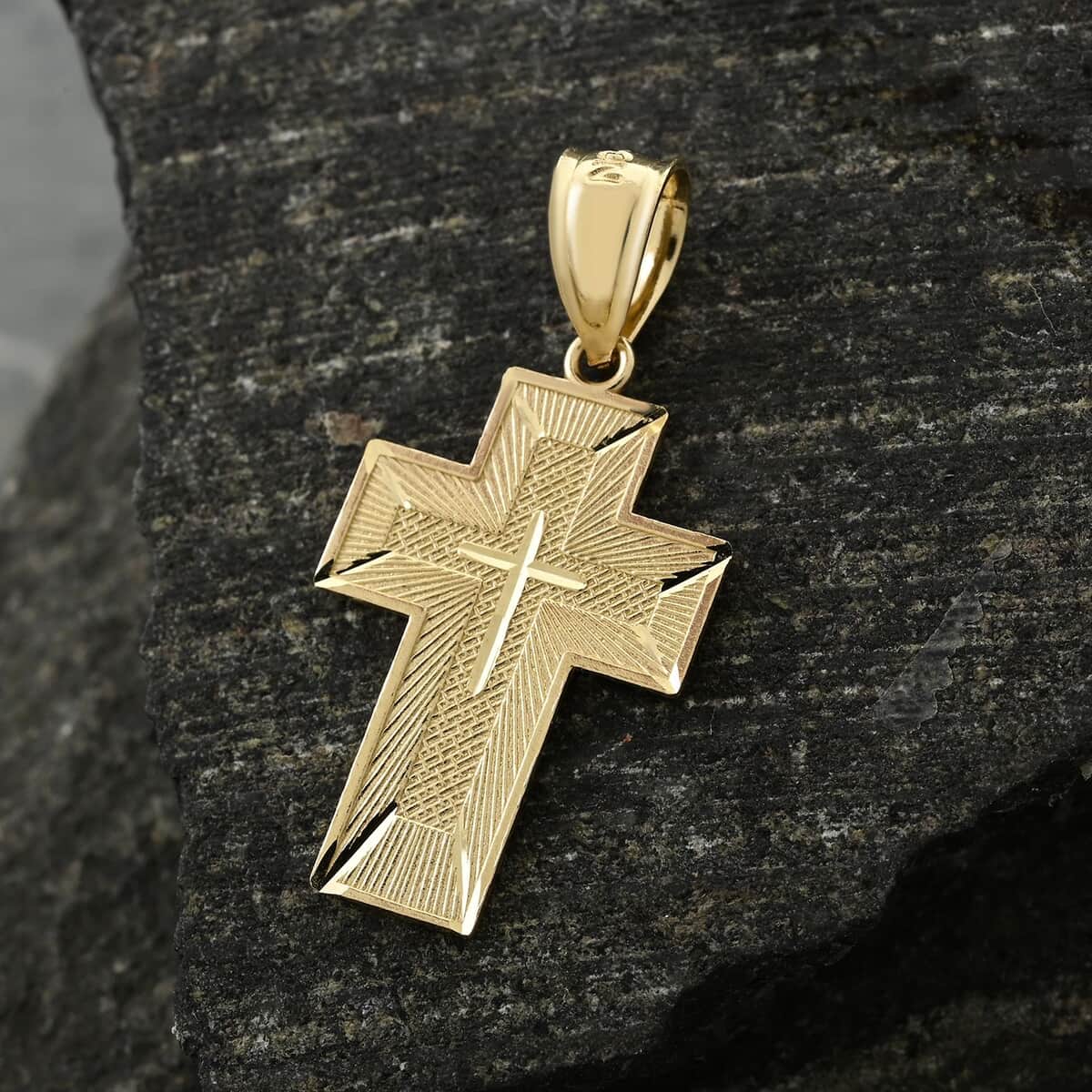 Made in America 10K Yellow Gold Prayer Pendant image number 1