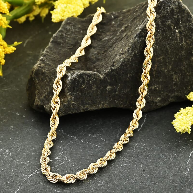 10K Yellow Gold 4mm Rope Necklace 20 Inches 6 Grams