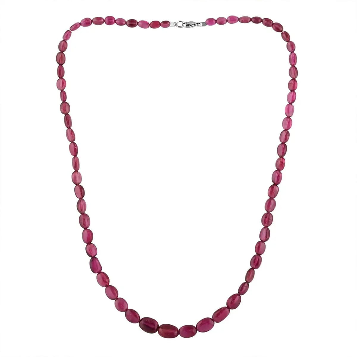 Certified & Appraised Rhapsody 950 Platinum AAAA Ouro Fino Rubellite Beaded Necklace 18 Inches 70.00 ctw image number 0