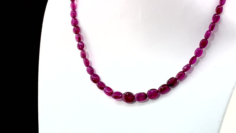 Certified & Appraised Rhapsody 950 Platinum AAAA Ouro Fino Rubellite Beaded Necklace 18 Inches 70.00 ctw