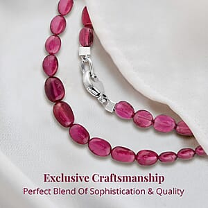 Certified & Appraised Rhapsody AAAA Ouro Fino Rubellite 70.00 ctw Beaded Necklace 18 Inches in 950 Platinum
