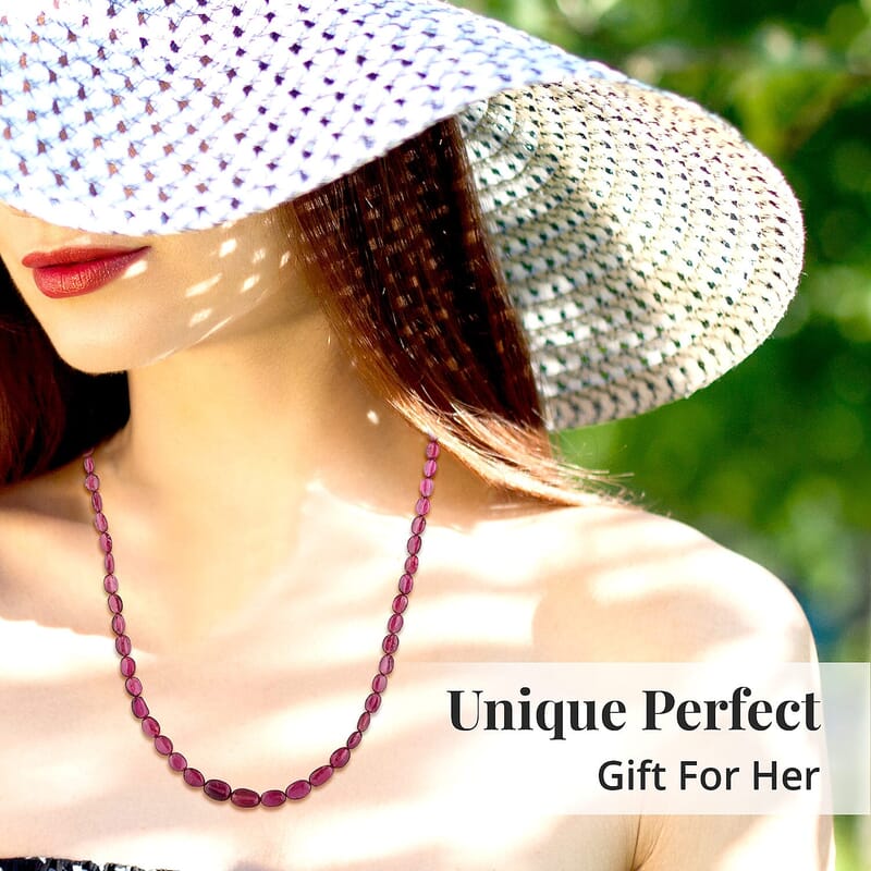 Certified & Appraised Rhapsody AAAA Ouro Fino Rubellite 70.00 ctw Beaded Necklace 18 Inches in 950 Platinum