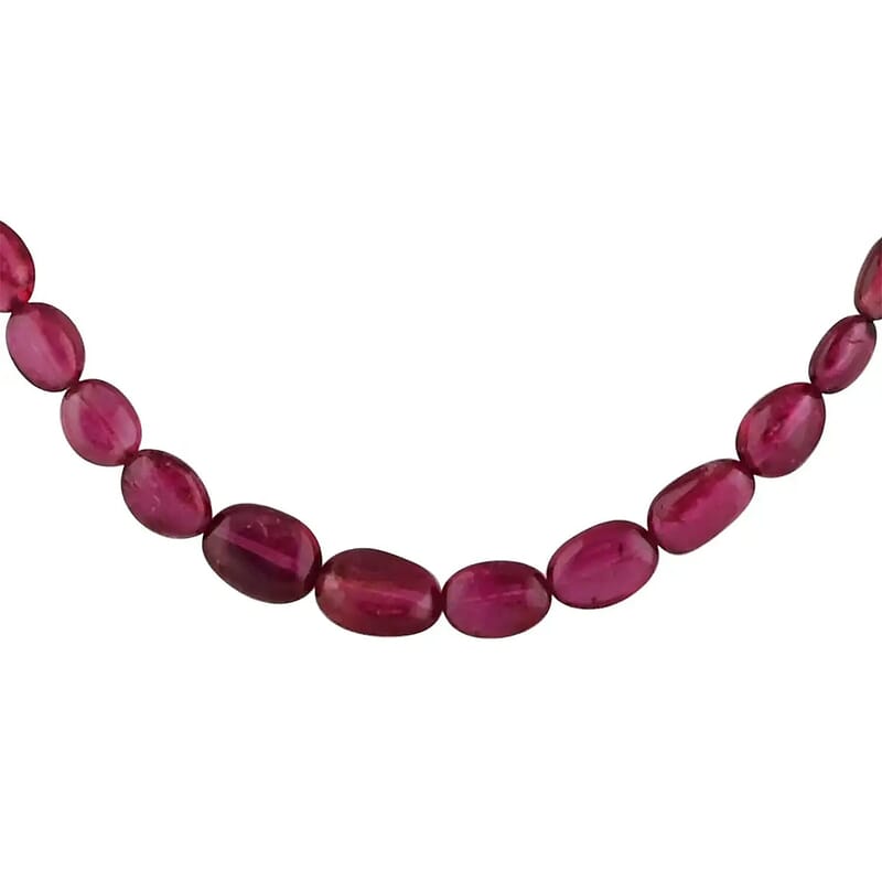 Certified & Appraised Rhapsody AAAA Ouro Fino Rubellite 70.00 ctw Beaded Necklace 18 Inches in 950 Platinum