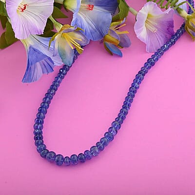 Rhapsody Certified & Appraised AAAA Tanzanite Beaded Necklace, 18 Inch Necklace in 950 Platinum, Tanzanite Jewelry For Her, Birthday Anniversary Gift 165.00 ctw