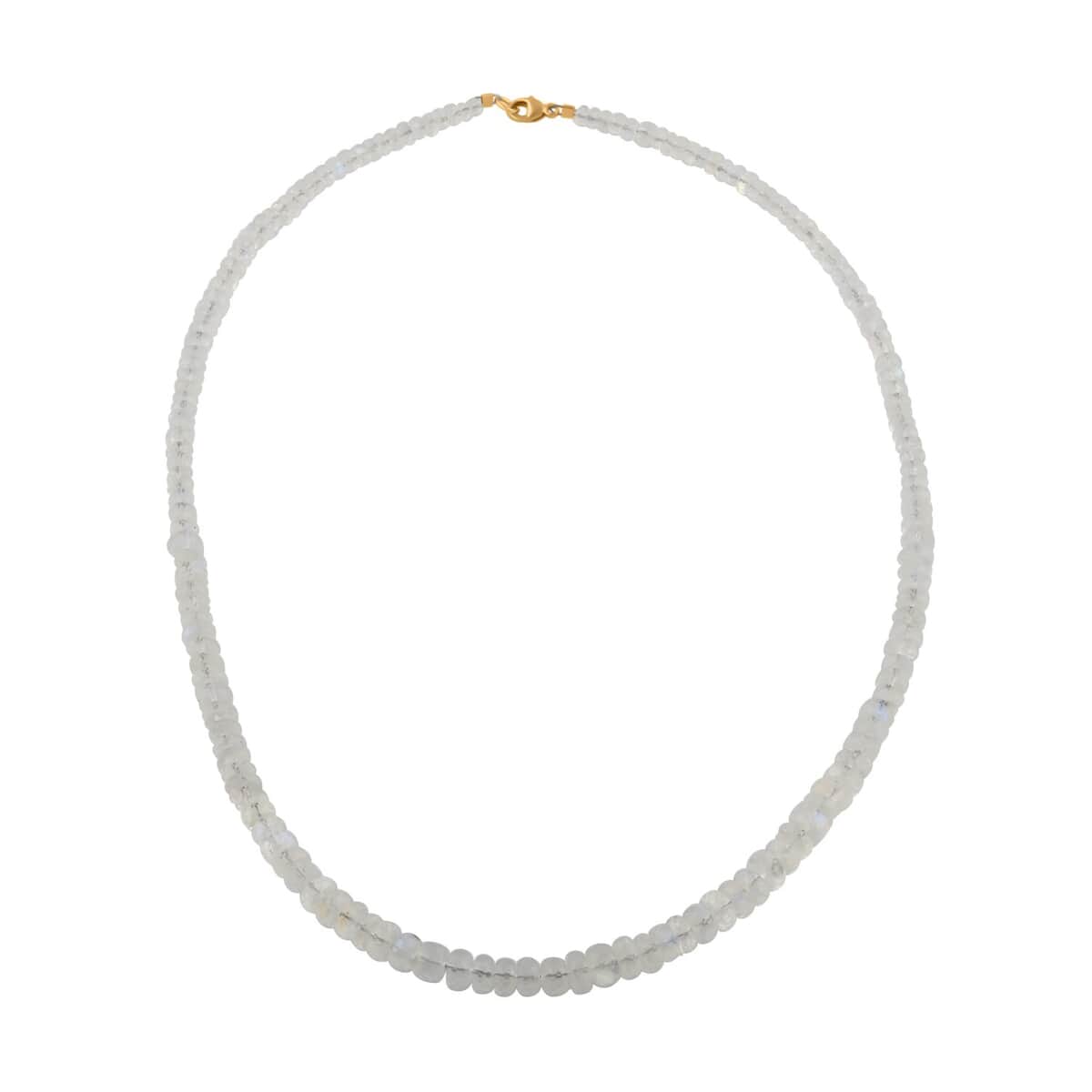 Certified & Appraised Iliana 18K Yellow Gold AAAA Premium Rainbow Moonstone Beaded Necklace (18 Inches) 85.00 ctw image number 0