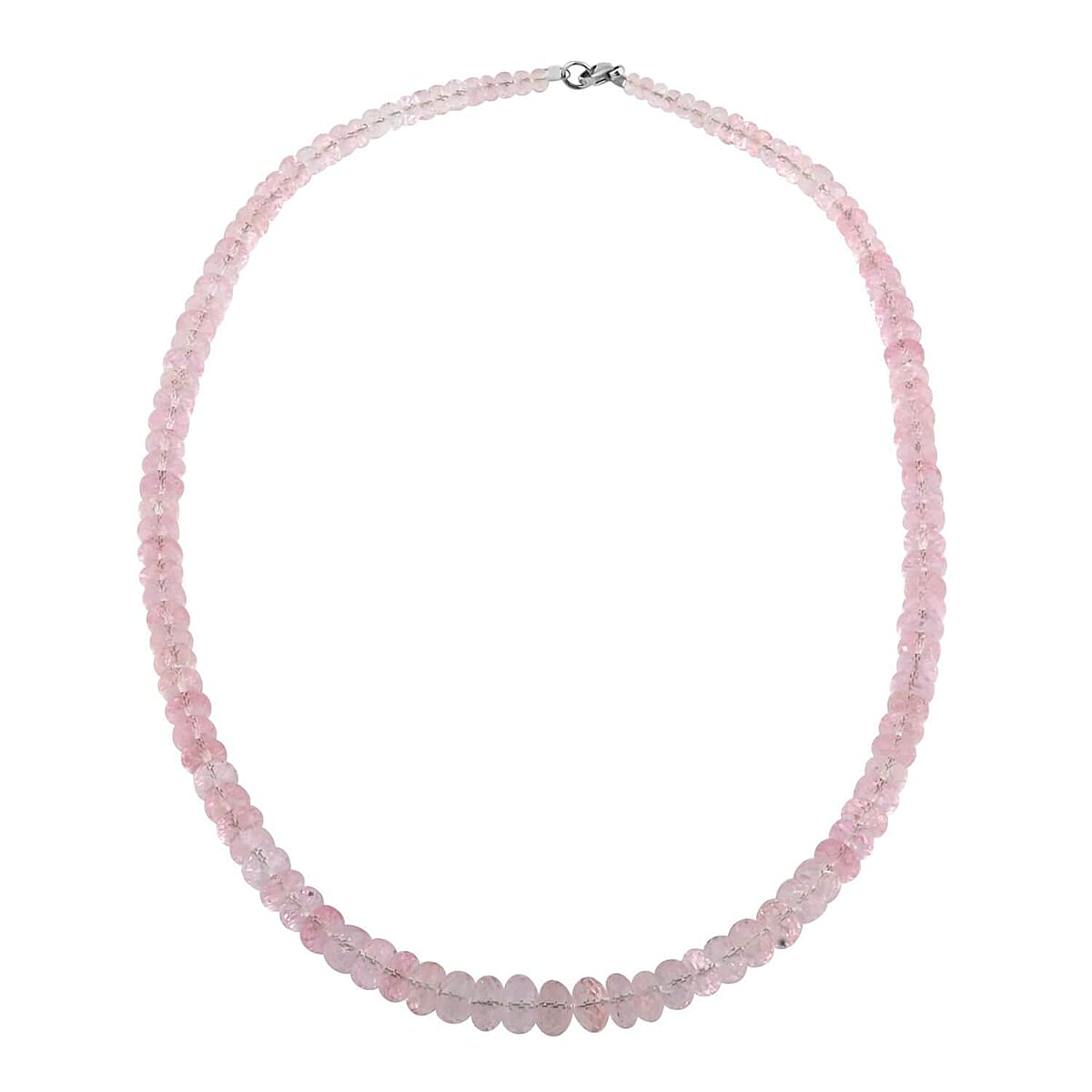 Certified & Appraised Rhapsody 950 Platinum AAAA Pink Morganite Beaded Necklace 18 Inches 125.00 ctw image number 0