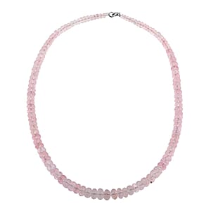 Certified & Appraised Rhapsody 950 Platinum AAAA Pink Morganite Beaded Necklace 18 Inches 125.00 ctw