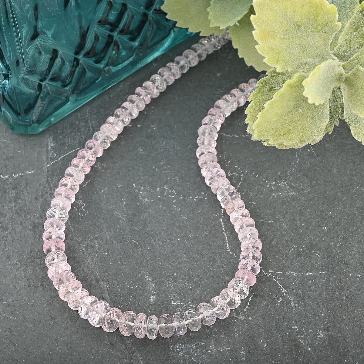 Certified & Appraised Rhapsody 950 Platinum AAAA Pink Morganite Beaded Necklace 18 Inches 125.00 ctw image number 1
