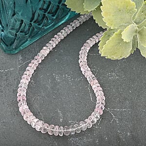 Certified & Appraised Rhapsody 950 Platinum AAAA Pink Morganite Beaded Necklace 18 Inches 125.00 ctw