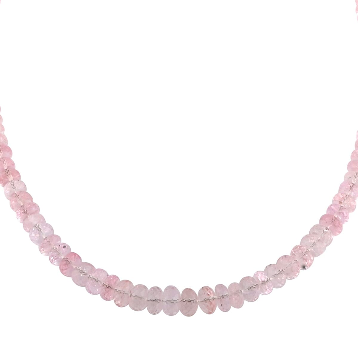 Certified & Appraised Rhapsody 950 Platinum AAAA Pink Morganite Beaded Necklace 18 Inches 125.00 ctw image number 2