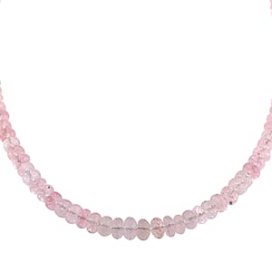 Certified & Appraised Rhapsody 950 Platinum AAAA Pink Morganite Beaded Necklace 18 Inches 125.00 ctw
