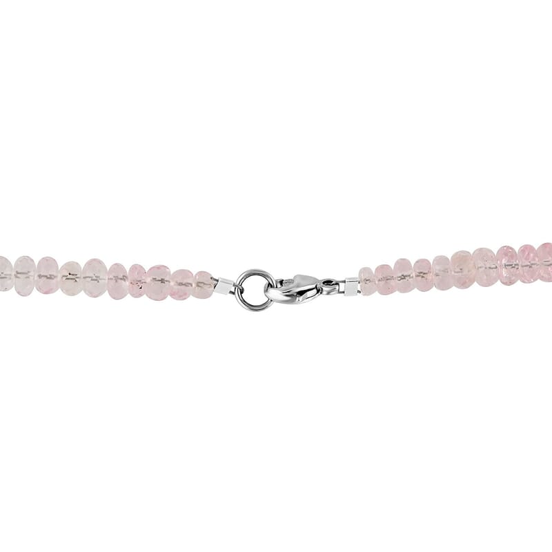 Certified & Appraised Rhapsody 950 Platinum AAAA Pink Morganite Beaded Necklace 18 Inches 125.00 ctw