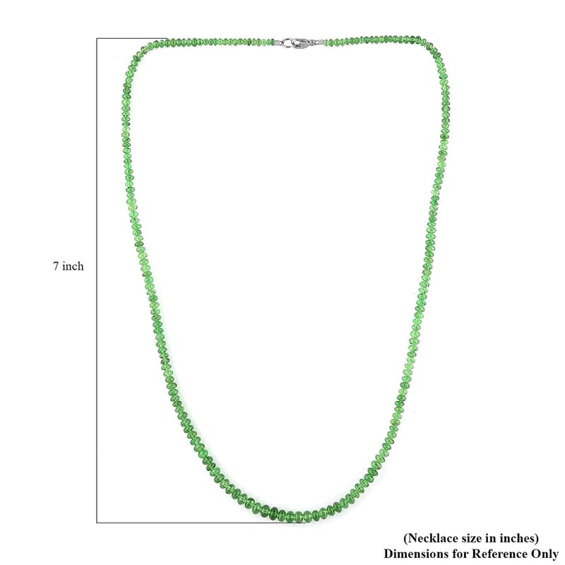 Certified & Appraised Rhapsody 950 Platinum AAAA Tsavorite Garnet Beaded Necklace 18 Inches 60.00 ctw