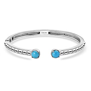 Sleeping Beauty Turquoise 1.60 ctw Cuff Bracelet in Stainless Steel (6.50 In)