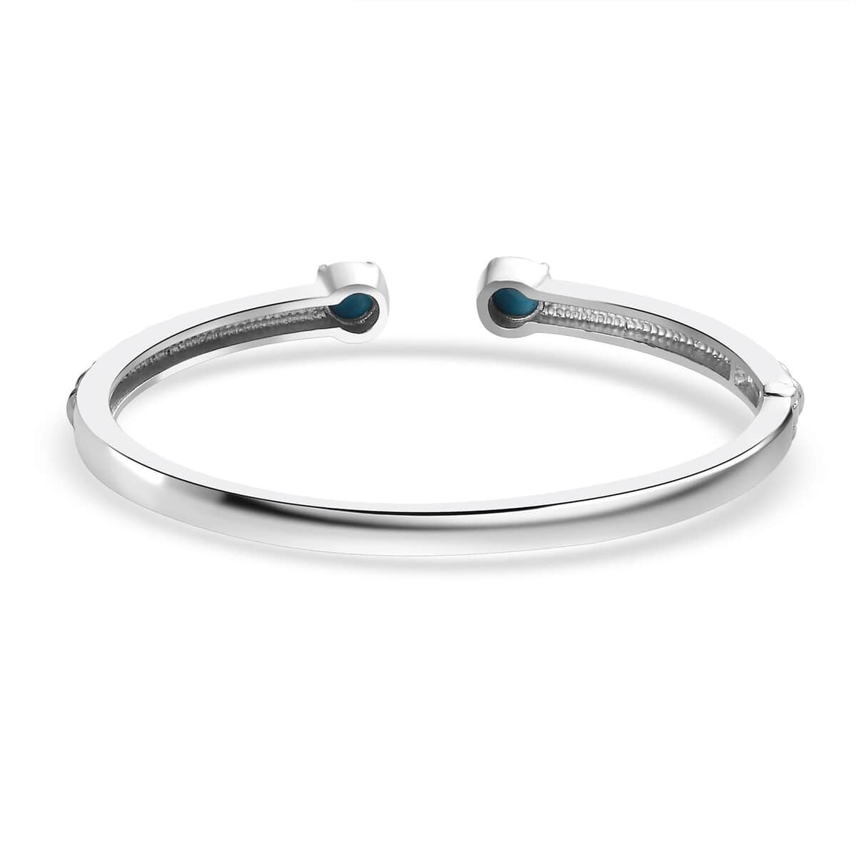Sleeping Beauty Turquoise Cuff Bangle in Stainless Steel (6.50 In) 1.60 ctw image number 4