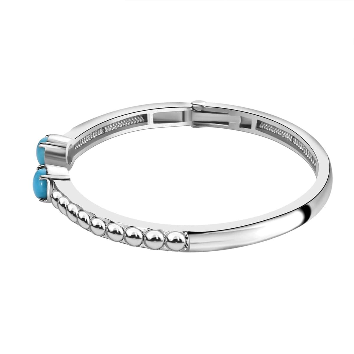 Sleeping Beauty Turquoise Cuff Bracelet in Stainless Steel (7.25 In) 1.60 ctw image number 3