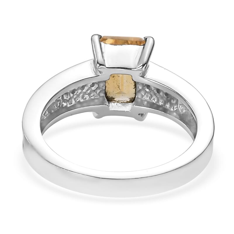 Brazilian Citrine and White Zircon Ring in Stainless Steel (Size 10.0) 1.50 ctw
