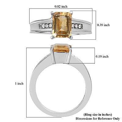 Brazilian Citrine and White Zircon Ring in Stainless Steel (Size 10.0) 1.50 ctw