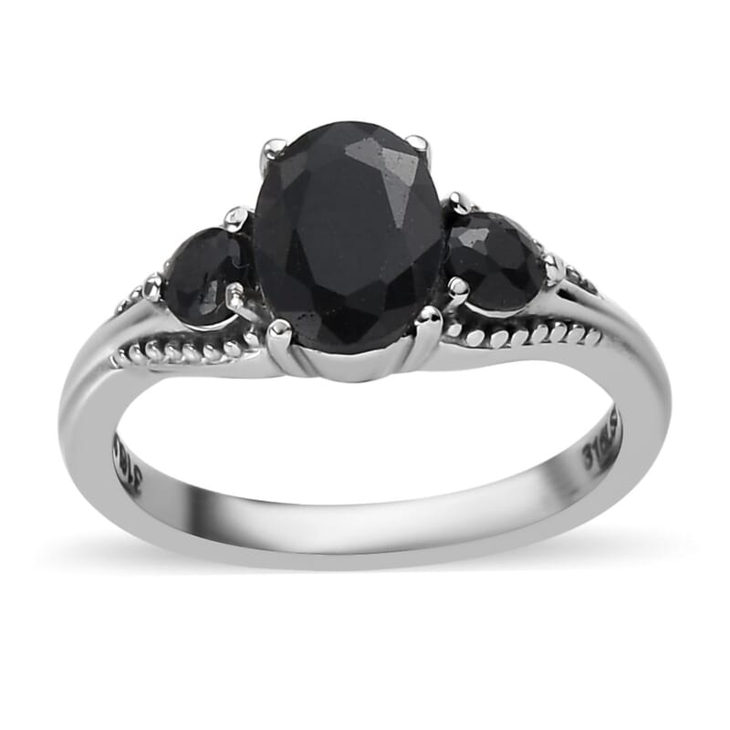 Midnight Sapphire Ring in Stainless Steel (Size 10.0) 2.15 ctw