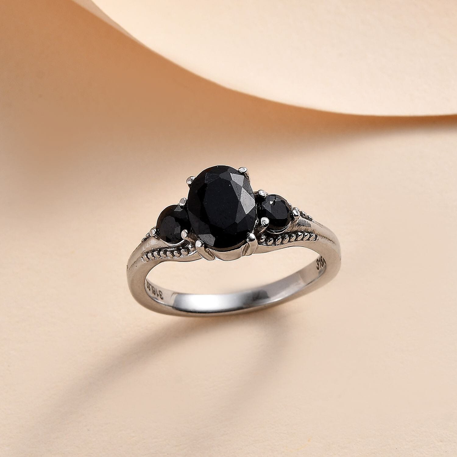 Midnight Sapphire Ring in Stainless Steel (Size 10.0) 2.15 ctw