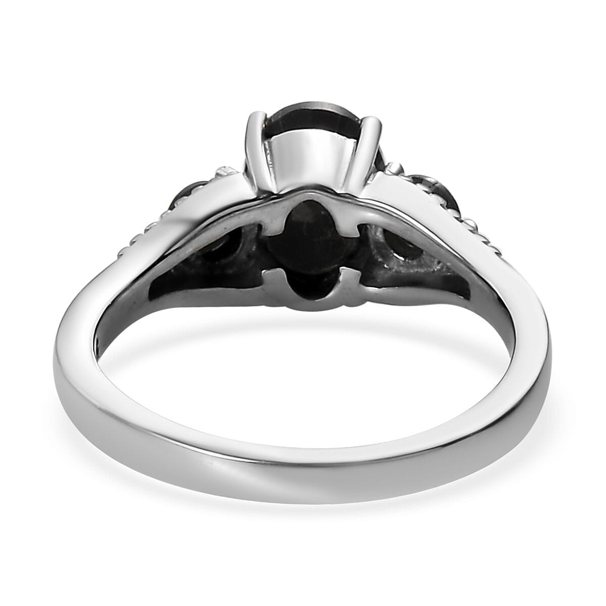 Midnight Sapphire Ring in Stainless Steel 2.15 ctw image number 4
