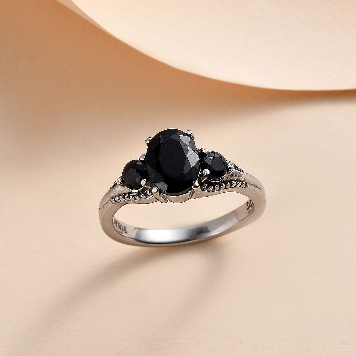 Midnight Sapphire Ring in Stainless Steel (Size 6.0) 2.15 ctw image number 1