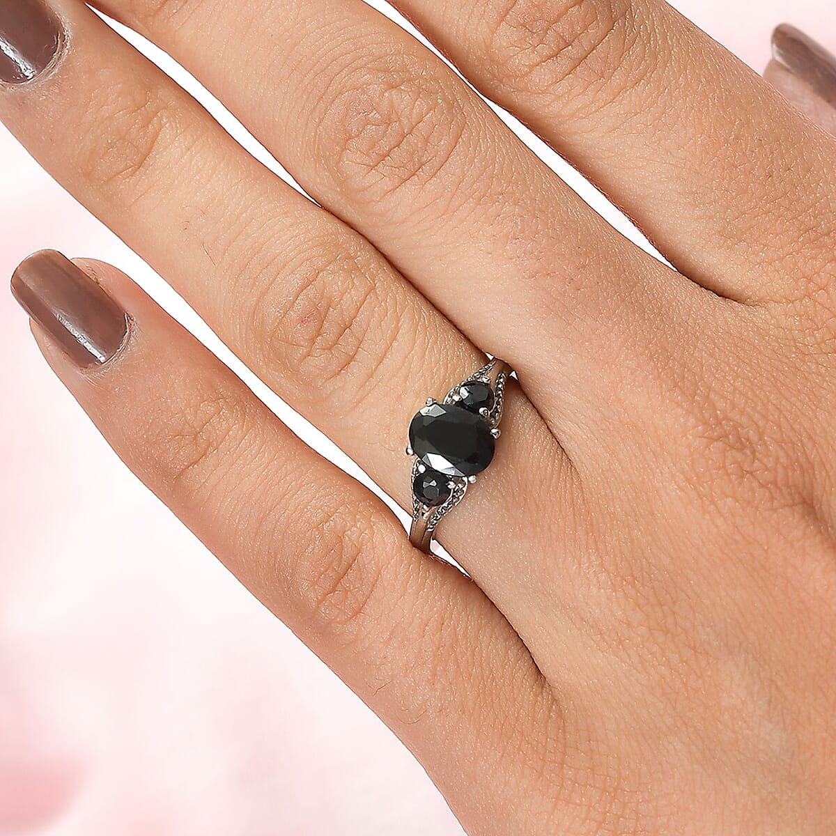 Midnight Sapphire Ring in Stainless Steel (Size 6.0) 2.15 ctw image number 2