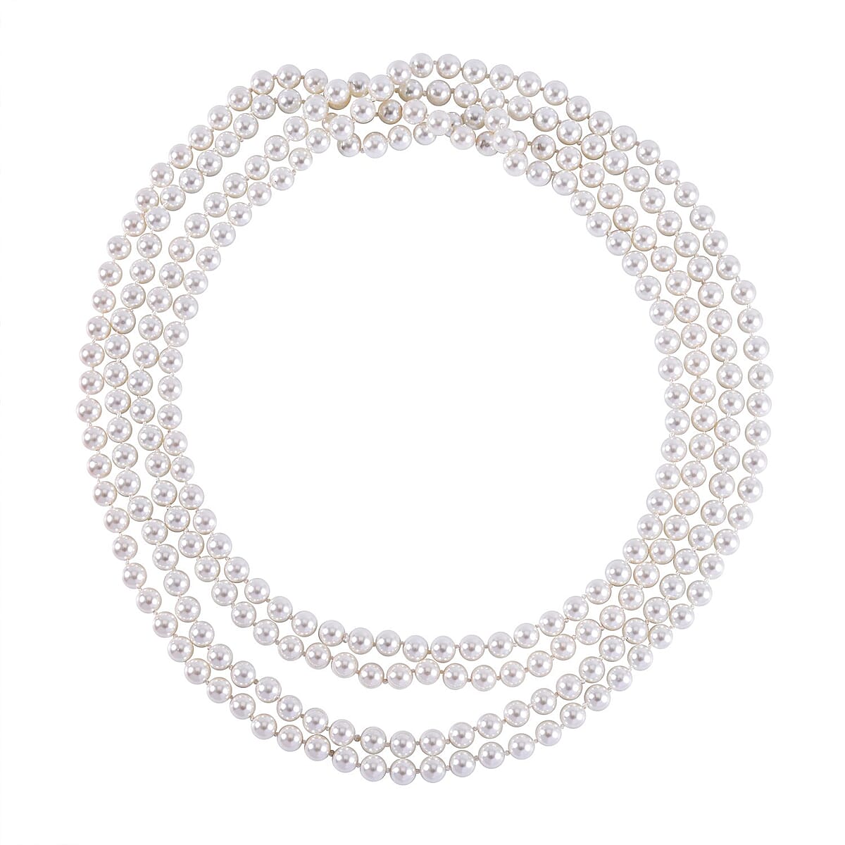 White Shell Pearl Endless Necklace 100 Inches image number 0